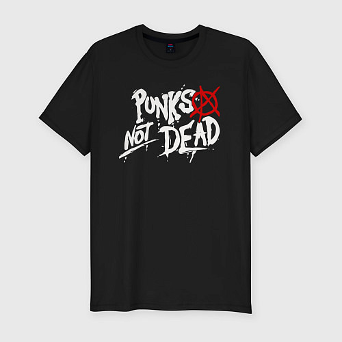 Мужская slim-футболка Punks not dead / Черный – фото 1