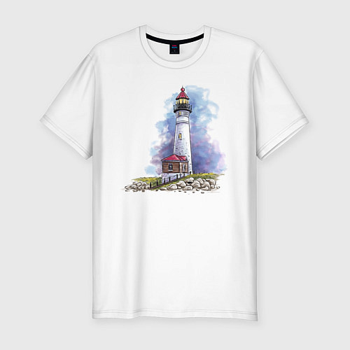 Мужская slim-футболка Crisp Point Lighthouse / Белый – фото 1