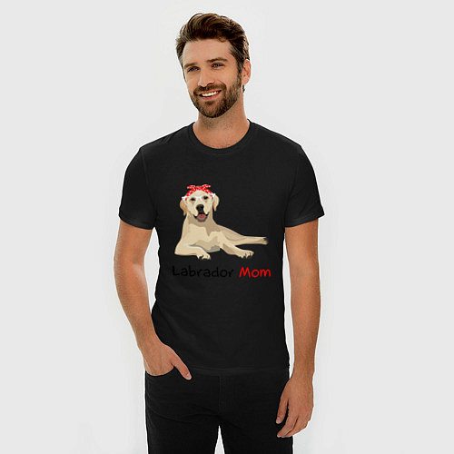 Мужская slim-футболка Labrador Mom / Черный – фото 3