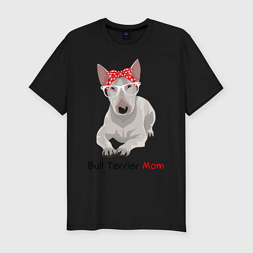 Мужская slim-футболка Bull terrier Mom / Черный – фото 1