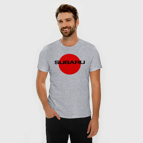 Мужская slim-футболка SUBARU / Меланж – фото 3