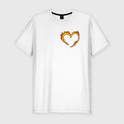 Мужская slim-футболка Горящее сердце