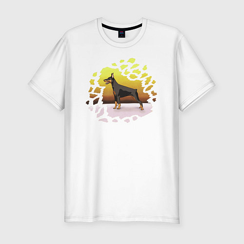 Мужская slim-футболка Доберман / Белый – фото 1