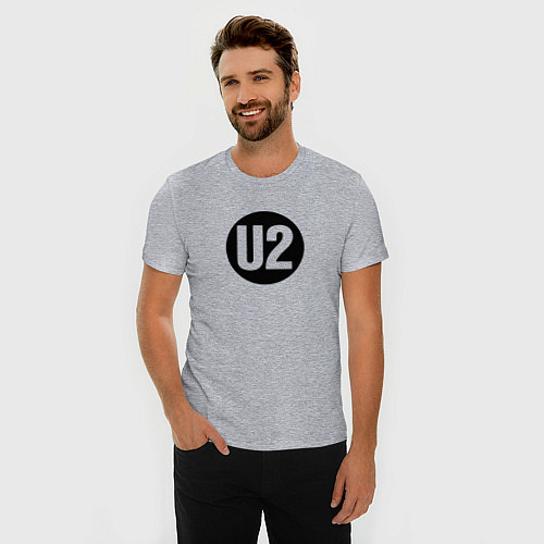 Мужская slim-футболка U2 / Меланж – фото 3