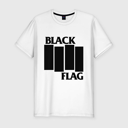 Мужская slim-футболка BLACK FLAG / Белый – фото 1