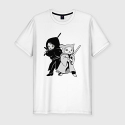 Мужская slim-футболка Геральт и Цири котики