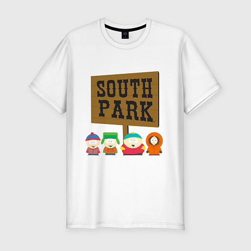 Мужская slim-футболка South Park / Белый – фото 1