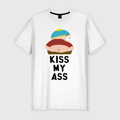 Мужская slim-футболка KISS MY ASS / Белый – фото 1