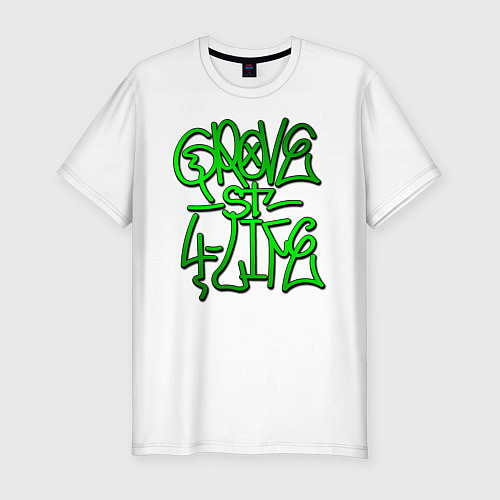 Мужская slim-футболка GTA Tag GROVE / Белый – фото 1