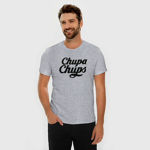 Мужская slim-футболка Chupa-Chups Logo / Меланж – фото 3