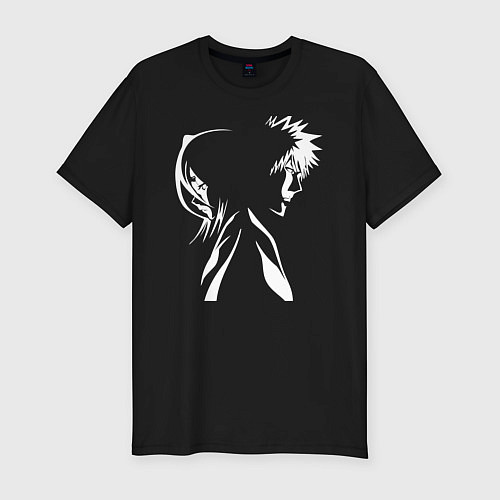 Мужская slim-футболка Rukia and Ichigo / Черный – фото 1
