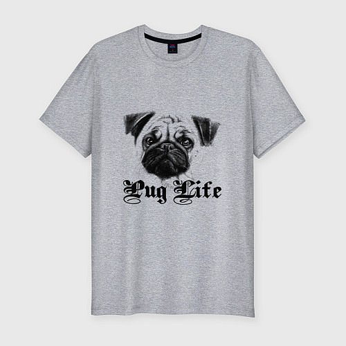 Мужская slim-футболка Pug life / Меланж – фото 1