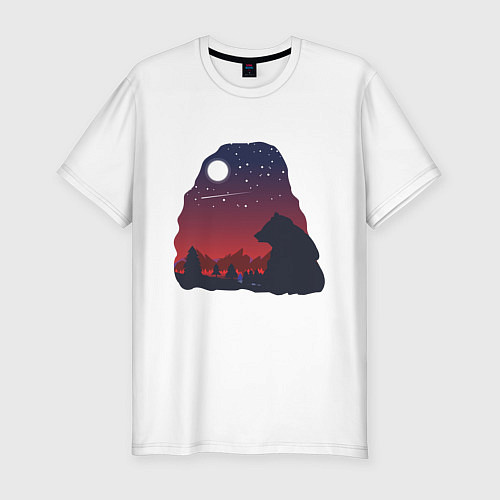 Мужская slim-футболка Медведь / Белый – фото 1