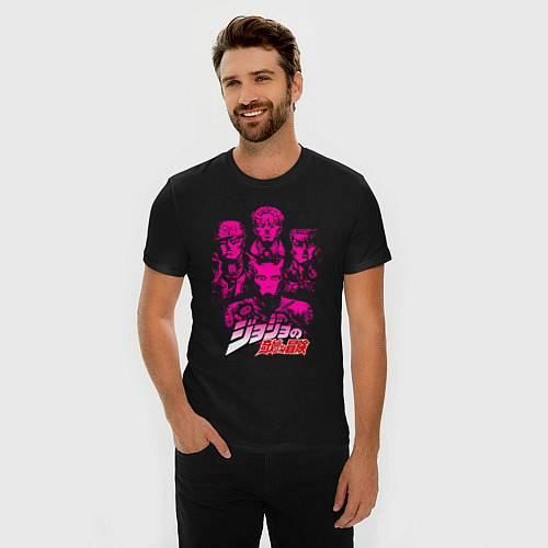 Мужская slim-футболка JOJOS BIZARRE ADVENTURE / Черный – фото 3