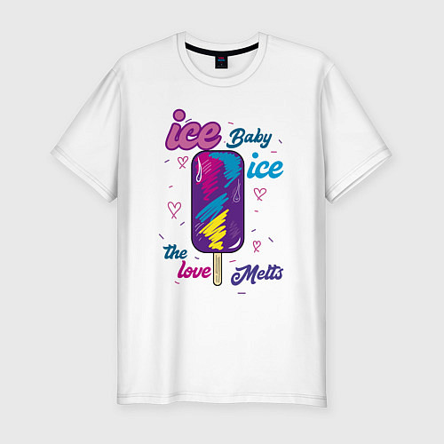 Мужская slim-футболка Ice Baby Летнее мороженое / Белый – фото 1