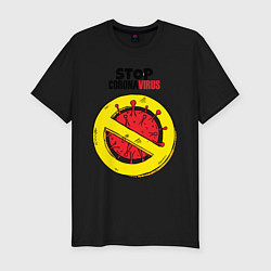 Мужская slim-футболка Stop Coronavirus