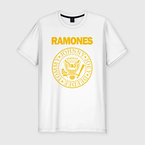 Мужская slim-футболка RAMONES / Белый – фото 1