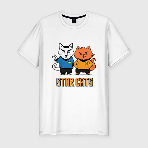 Мужская slim-футболка Star Cats / Белый – фото 1