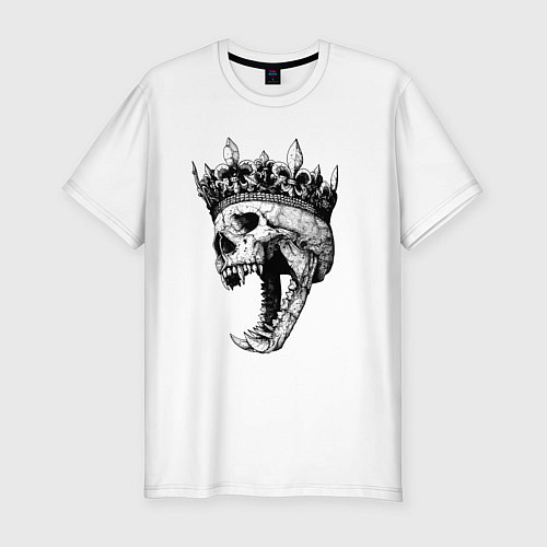 Мужская slim-футболка Fangs - skull and crown / Белый – фото 1