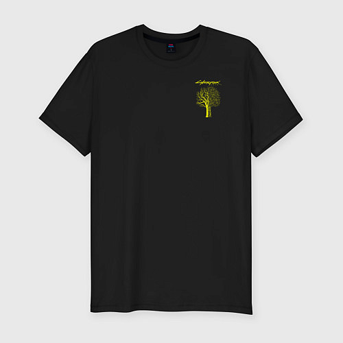Мужская slim-футболка ДЕРЕВО CYBERPUNK 2077 / Черный – фото 1
