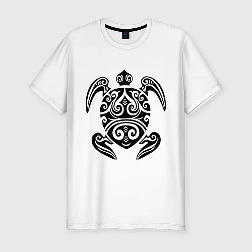 Мужская slim-футболка Морская черепаха / Белый – фото 1