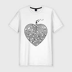 Мужская slim-футболка Сердце-лабиринт