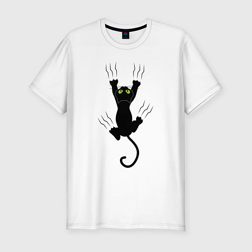 Мужская slim-футболка Кот царапыч / Белый – фото 1