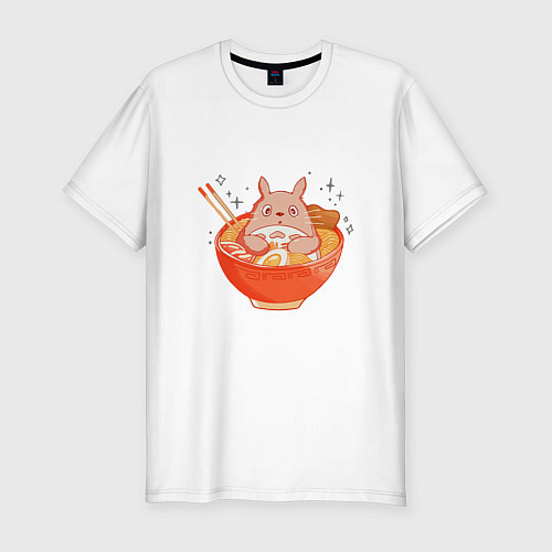 Мужская slim-футболка Вкусный Тоторо / Белый – фото 1