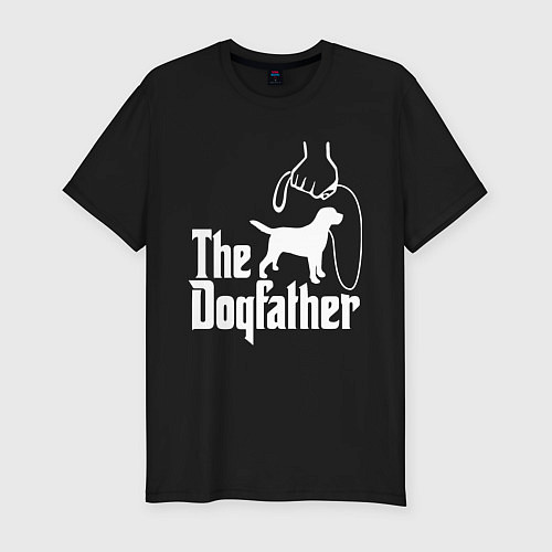 Мужская slim-футболка The Dogfather - пародия / Черный – фото 1