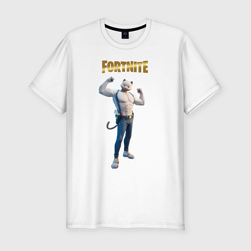 Мужская slim-футболка Meowcles Fortnite 2 / Белый – фото 1