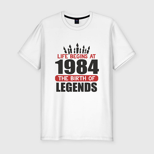 Мужская slim-футболка 1984 - рождение легенды / Белый – фото 1