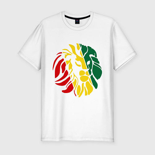 Мужская slim-футболка Раста лев / Белый – фото 1