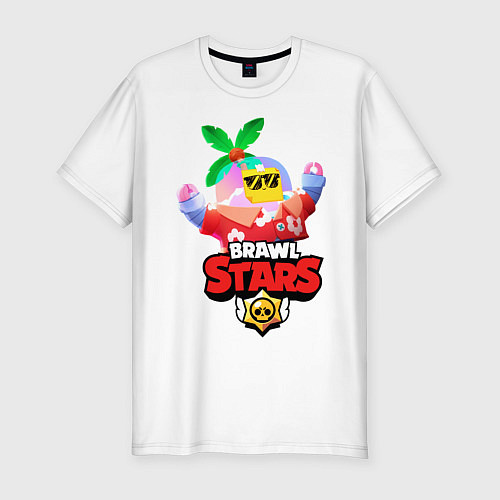 Мужская slim-футболка BRAWL STARS TROPICAL SPROUT / Белый – фото 1