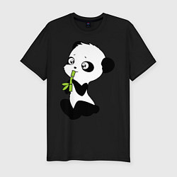 Мужская slim-футболка Пандочка и бамбук