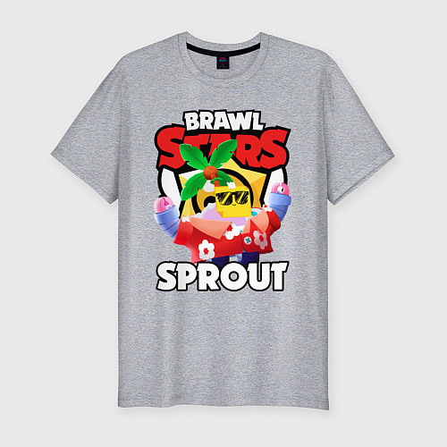 Мужская slim-футболка BRAWL STARS SPROUT / Меланж – фото 1