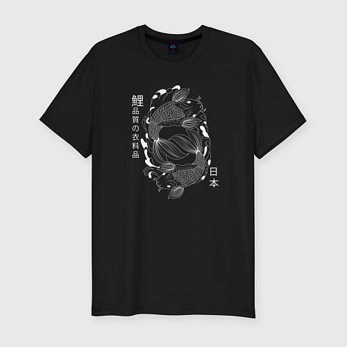 Мужская slim-футболка Карпы Koi / Черный – фото 1
