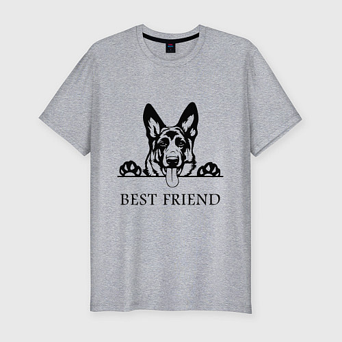 Мужская slim-футболка ОВЧАРКА BEST FRIEND Z / Меланж – фото 1