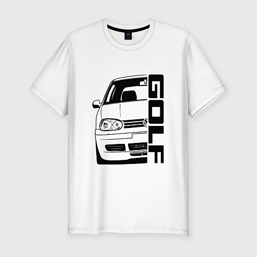Мужская slim-футболка Volkswagen Golf Z / Белый – фото 1