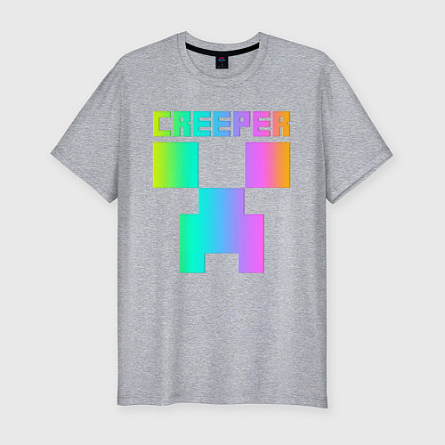 Мужская slim-футболка MINECRAFT CREEPER / Меланж – фото 1