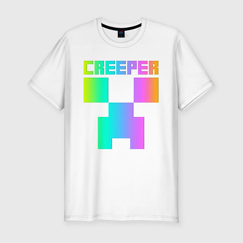 Мужская slim-футболка MINECRAFT CREEPER / Белый – фото 1