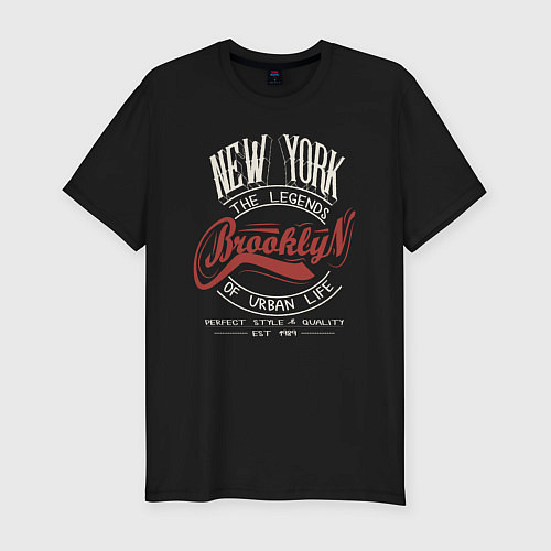 Мужская slim-футболка Городские легенды Нью-Йорка / Черный – фото 1