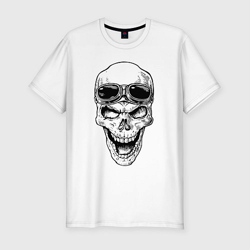 Мужская slim-футболка Skull and glasses / Белый – фото 1