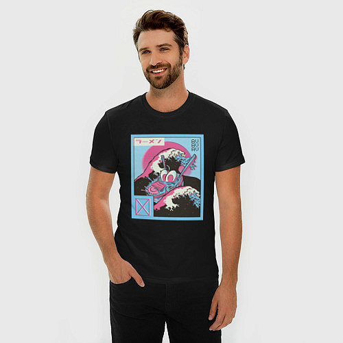 Мужская slim-футболка Vaporwave Ramen / Черный – фото 3