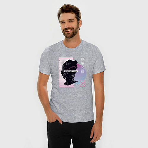 Мужская slim-футболка Vaporwave Digital Love / Меланж – фото 3