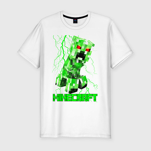 Мужская slim-футболка MINECRAFT CREEPER / Белый – фото 1