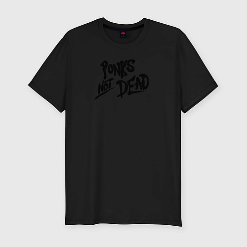 Мужская slim-футболка Punks not dead / Черный – фото 1