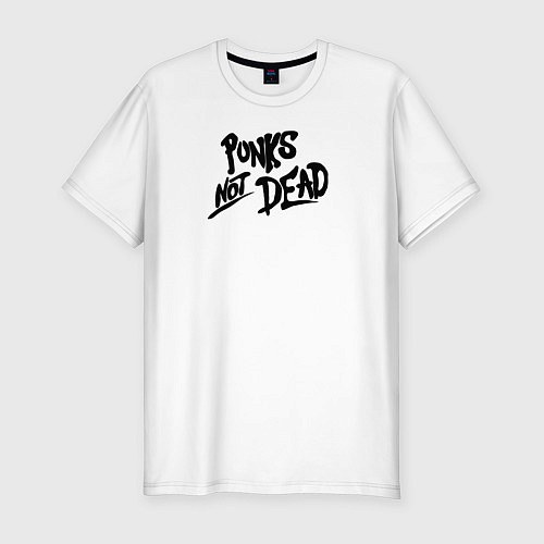 Мужская slim-футболка Punks not dead / Белый – фото 1