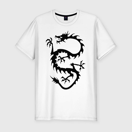 Мужская slim-футболка Дракон-змей / Белый – фото 1