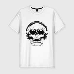 Мужская slim-футболка Skull Music lover