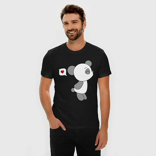 Мужская slim-футболка Панда мальчик / Черный – фото 3